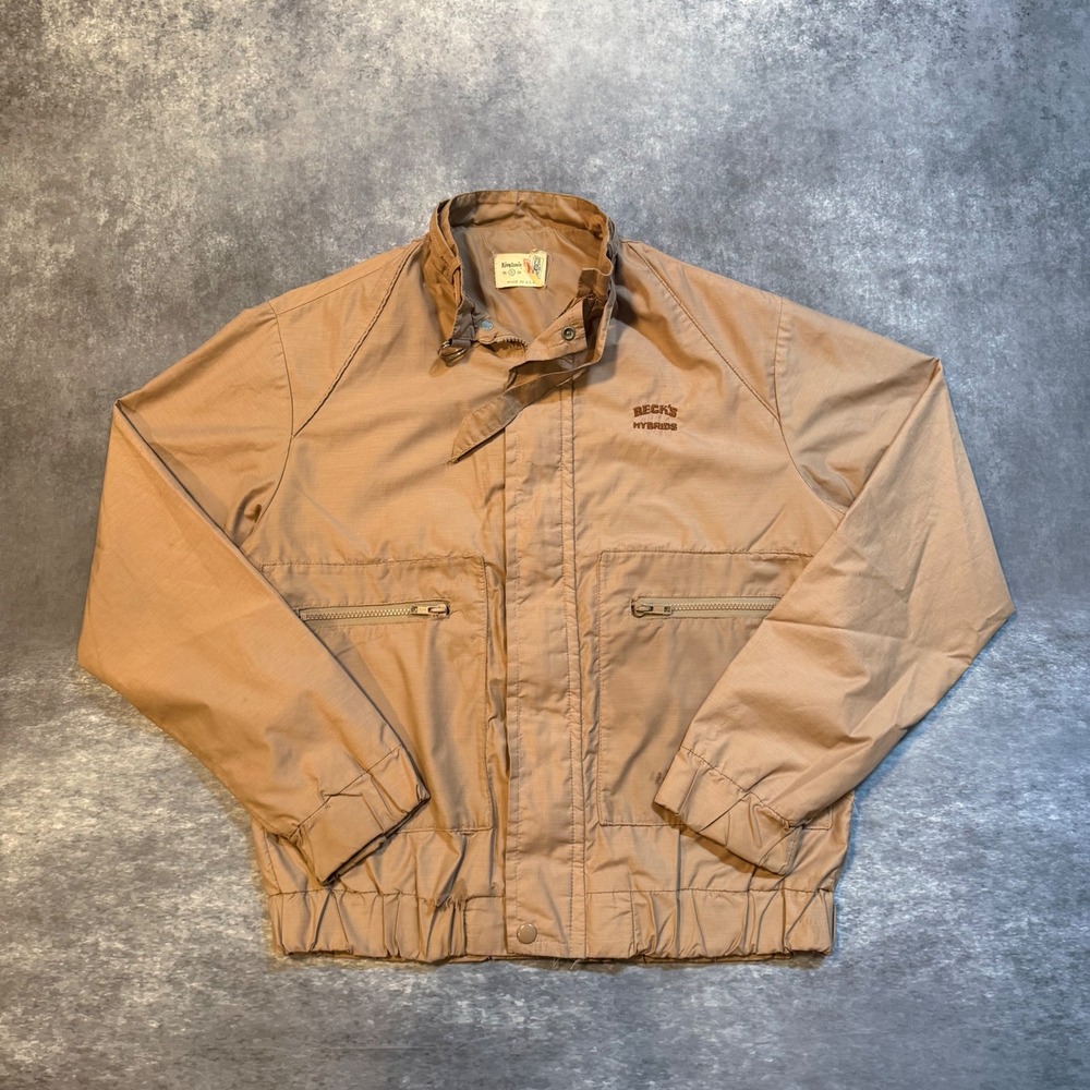 Vintage King Louie Pro Fit Jacket Mens Small Tan Becks Hybrids Workwear USA Made